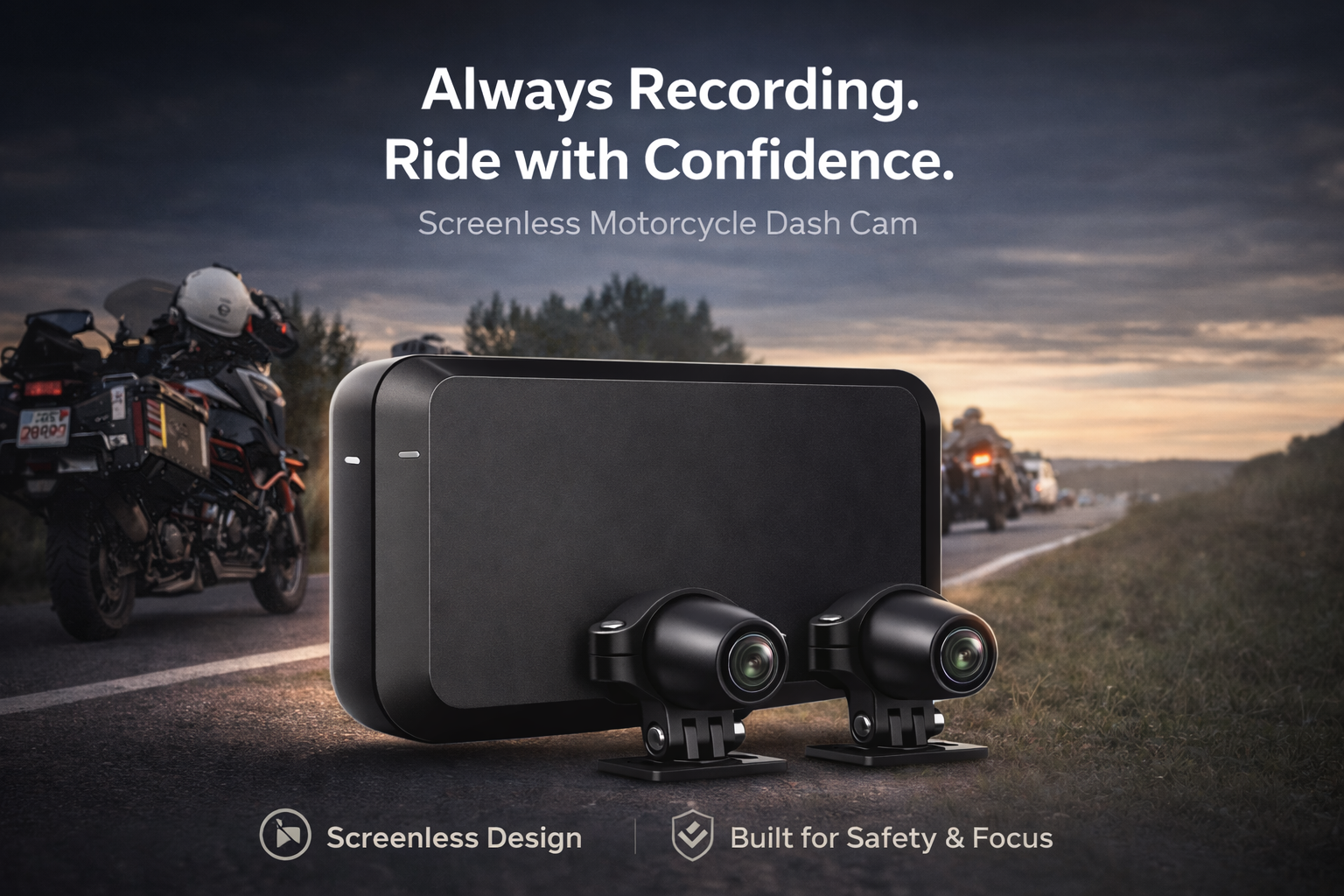 A-MINI-2K — Dual-Channel Screenless Motorcycle Dash Cam