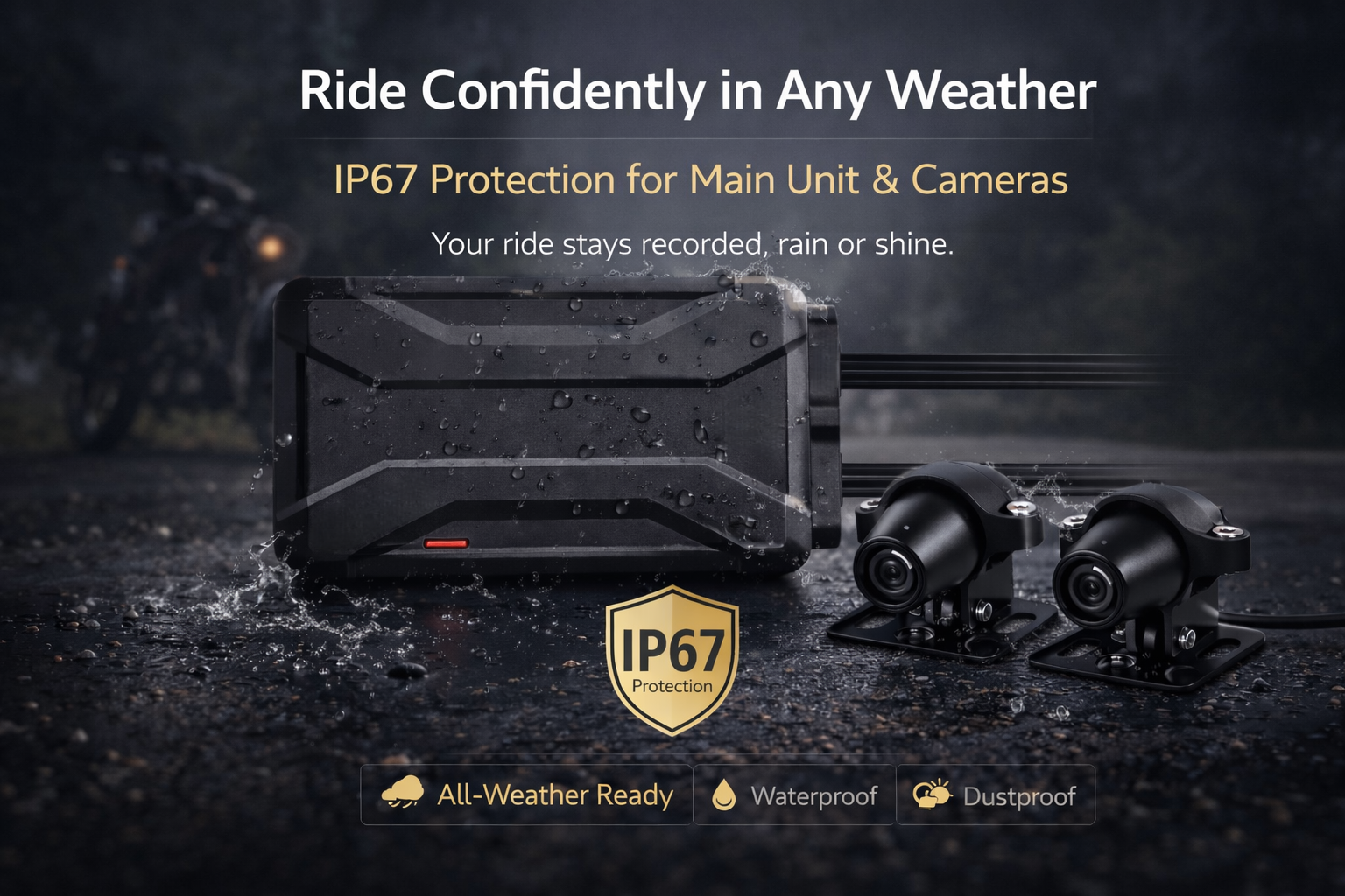 A-MINI-2K — Dual-Channel Screenless Motorcycle Dash Cam